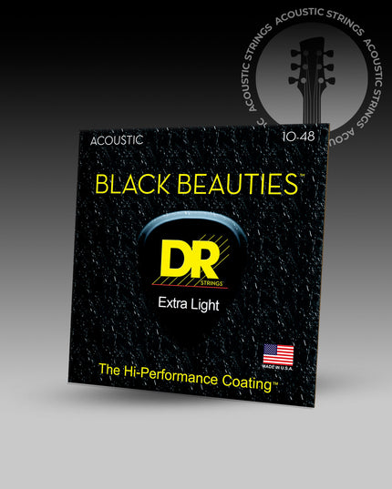 Black Beauties™ Black Colored Acoustic Guitar Strings