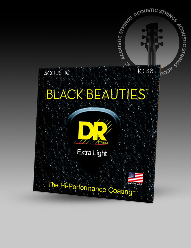 Black Beauties™ Black Colored Acoustic Guitar Strings