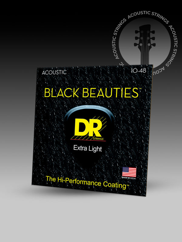 Black Beauties™ Black Colored Acoustic Guitar Strings