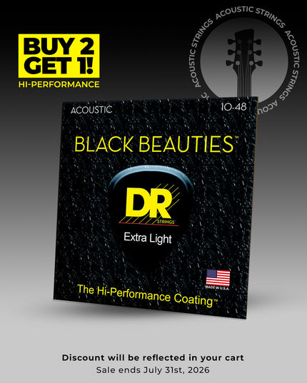 Black Beauties™ Black Colored Acoustic Guitar Strings