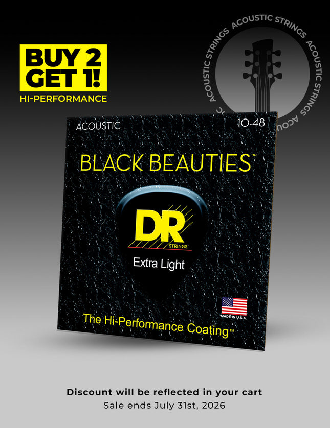 Black Beauties™ Black Colored Acoustic Guitar Strings