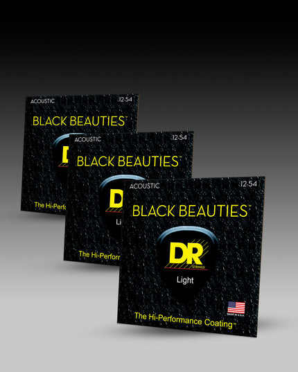 Black Beauties™ Black Colored Acoustic Guitar Strings