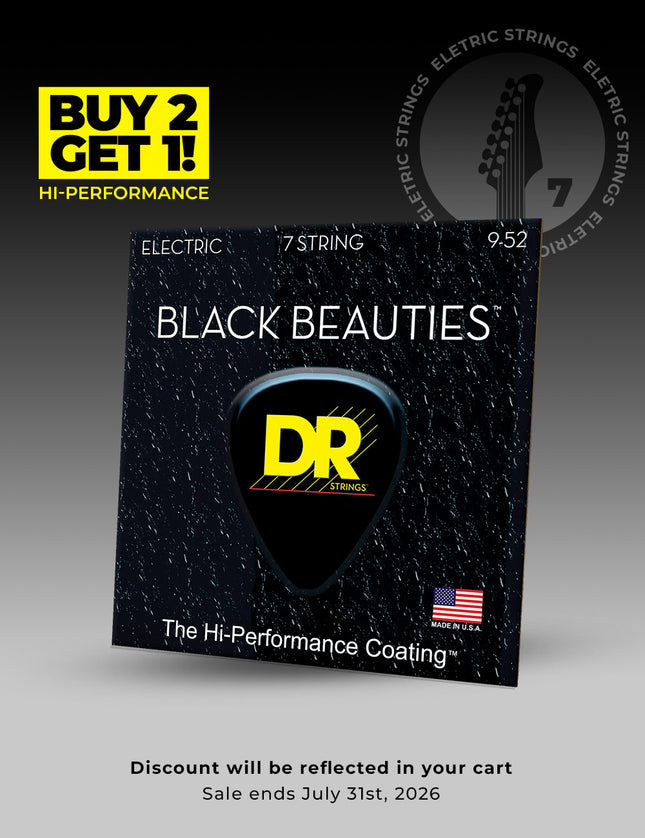 Black Beauties™ Black Colored 7-String Electric Guitar Set