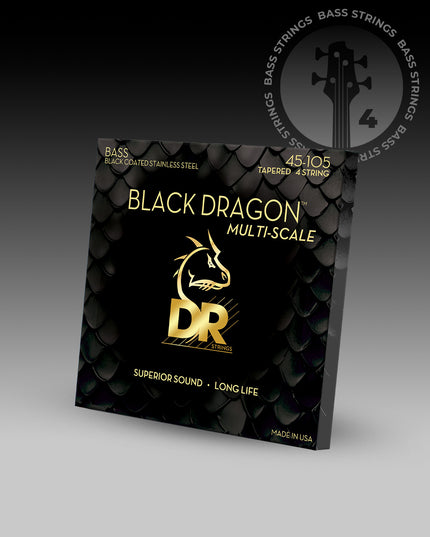 Black Dragon™ Black Coated Stainless Steel 4-String Bass Set