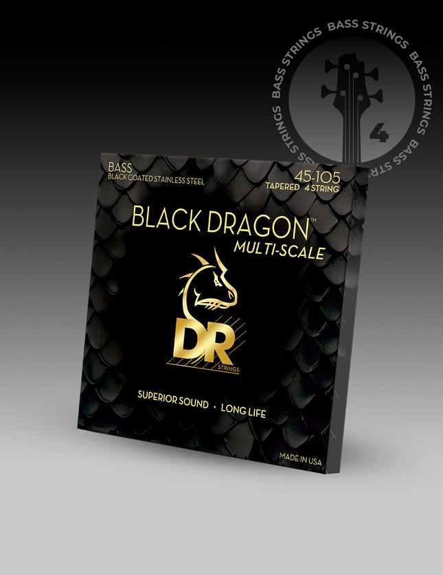 Black Dragon™ Black Coated Stainless Steel 4-String Bass Set