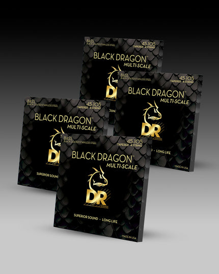 Black Dragon™ Black Coated Stainless Steel 4-String Bass Set