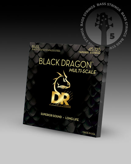 Black Dragon™ Black Coated Stainless Steel 5-String Bass Set