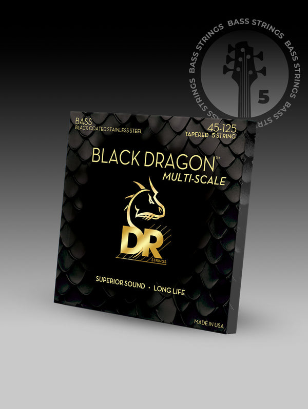 Black Dragon™ Black Coated Stainless Steel 5-String Bass Set