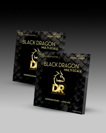 Black Dragon™ Black Coated Stainless Steel 5-String Bass Set