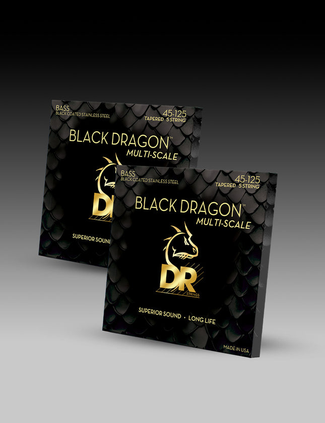 Black Dragon™ Black Coated Stainless Steel 5-String Bass Set