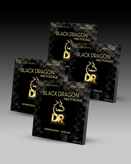 Black Dragon™ Black Coated Stainless Steel 5-String Bass Set