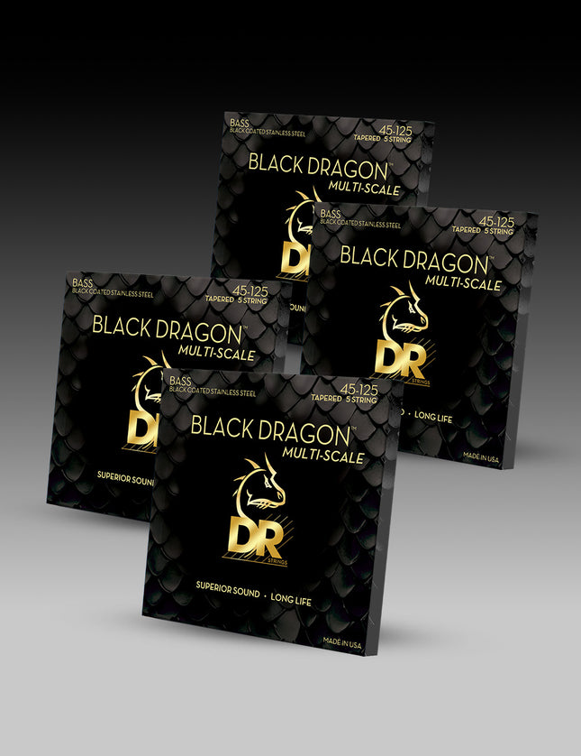 Black Dragon™ Black Coated Stainless Steel 5-String Bass Set