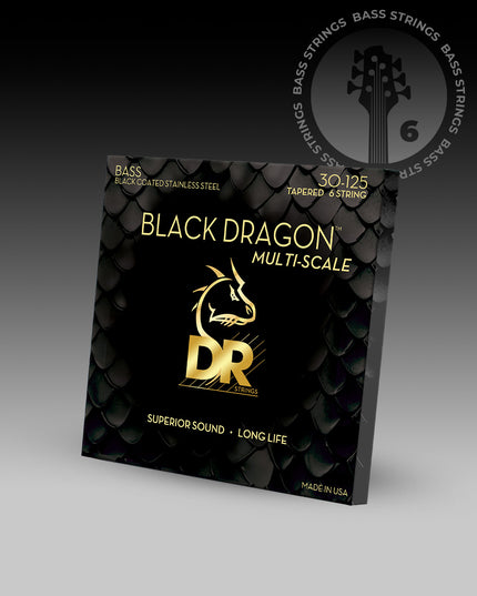 Black Dragon™ Black Coated Stainless Steel 6-String Bass Set