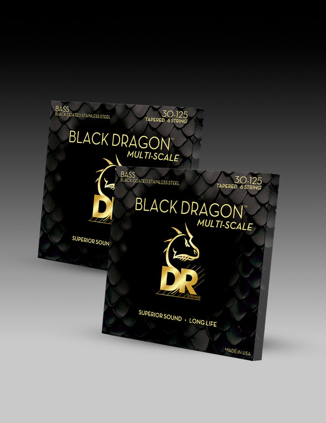 Black Dragon™ Black Coated Stainless Steel 6-String Bass Set