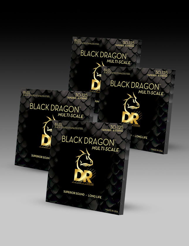 Black Dragon™ Black Coated Stainless Steel 6-String Bass Set