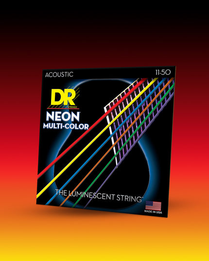 Hi-Def Neon™ Muticolor Coated Acoustic Guitar Strings