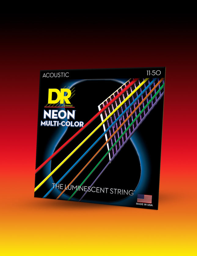 Hi-Def Neon™ Muticolor Coated Acoustic Guitar Strings