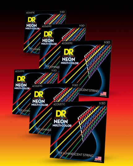 Hi-Def Neon™ Muticolor Coated Acoustic Guitar Strings