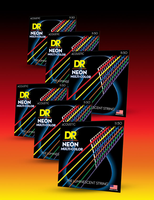 Hi-Def Neon™ Muticolor Coated Acoustic Guitar Strings