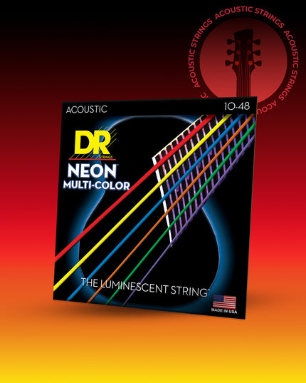Hi-Def Neon™ Muticolor Coated Acoustic Guitar Strings