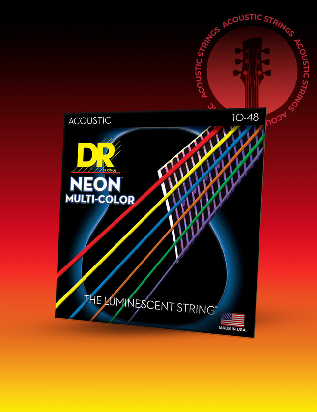 Hi-Def Neon™ Muticolor Coated Acoustic Guitar Strings