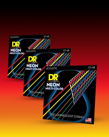 Hi-Def Neon™ Muticolor Coated Acoustic Guitar Strings