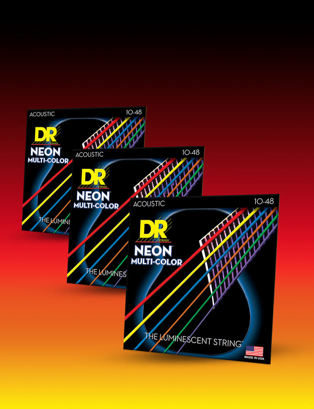 Hi-Def Neon™ Muticolor Coated Acoustic Guitar Strings