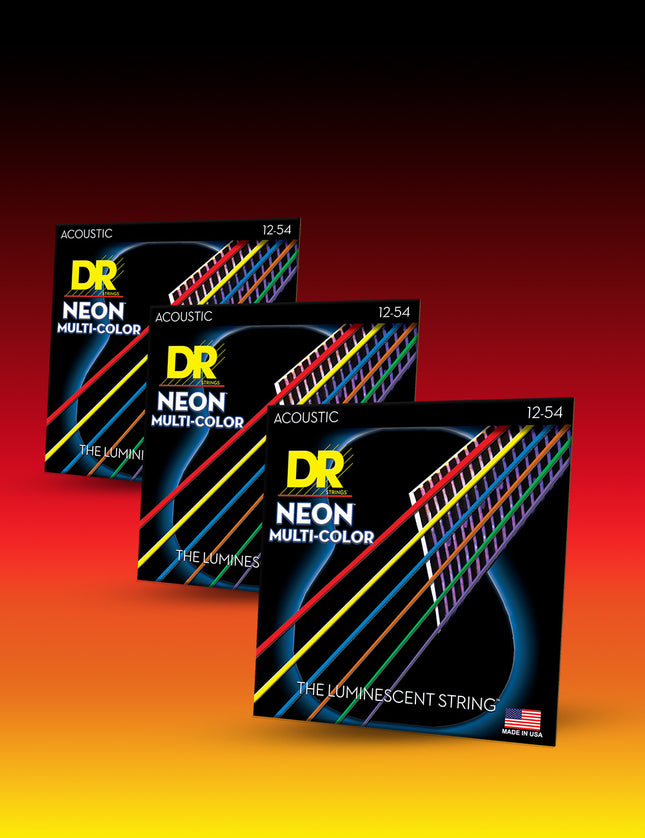 Hi-Def Neon™ Muticolor Coated Acoustic Guitar Strings