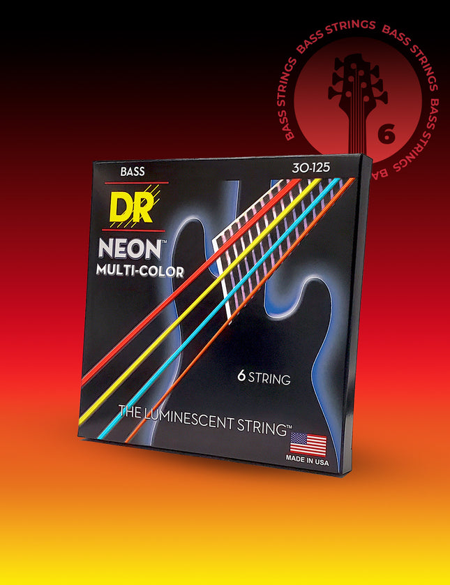 Hi-Def NEON™ Multi-Color Color Coated 6-String Bass Set