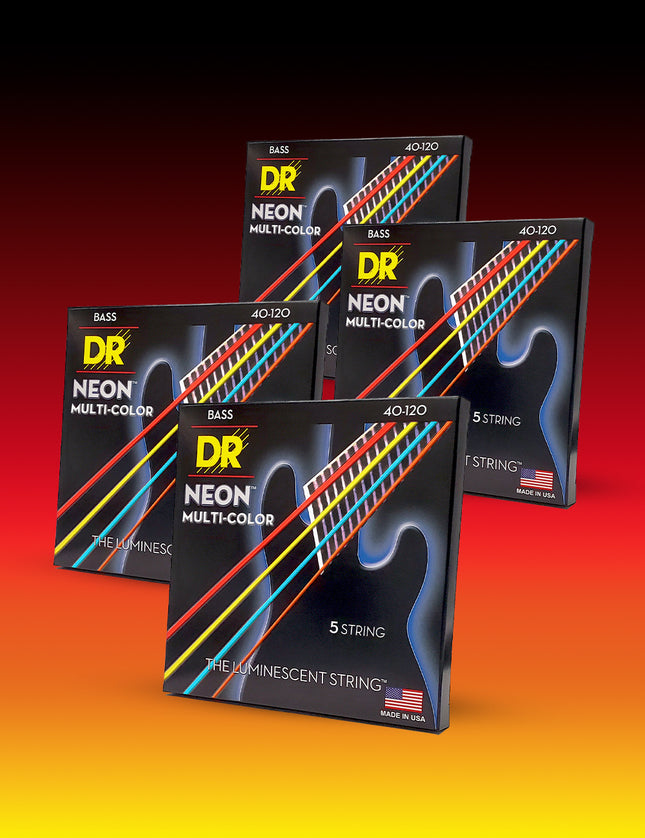 Hi-Def NEON™ Multi-Color Color Coated 5-String Bass Set