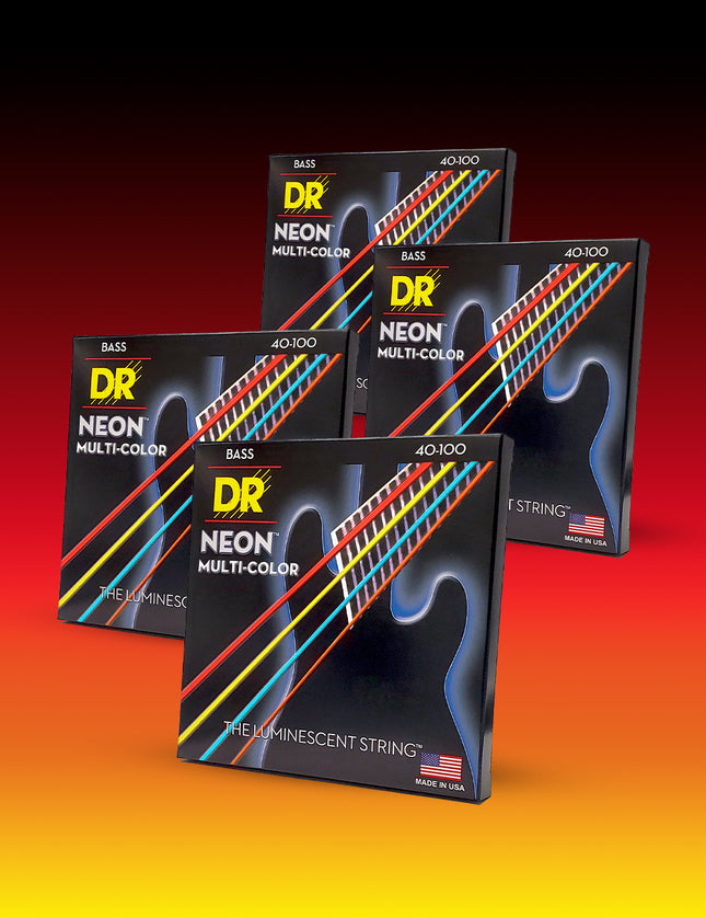 Hi-Def NEON™ Multi-Color Color Coated 4-String Bass Set