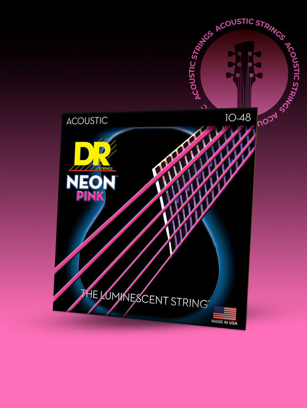 Hi-Def NEON™ Pink Color Coated Acoustic Guitar Strings