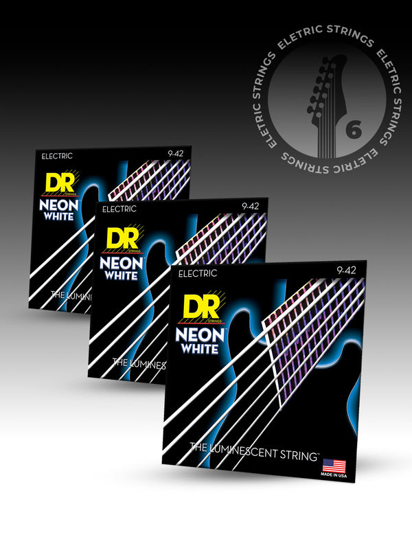Hi-Def NEON™ White Color Coated Electric Guitar 6-String Electric Guitar 3-Pack
