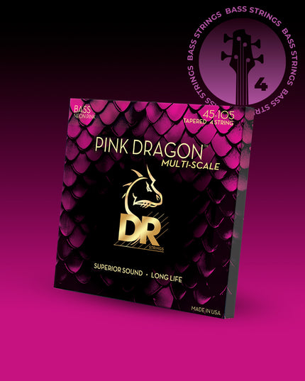 Pink Dragon™ Pink Coated Stainless Steel 4-String Bass Set
