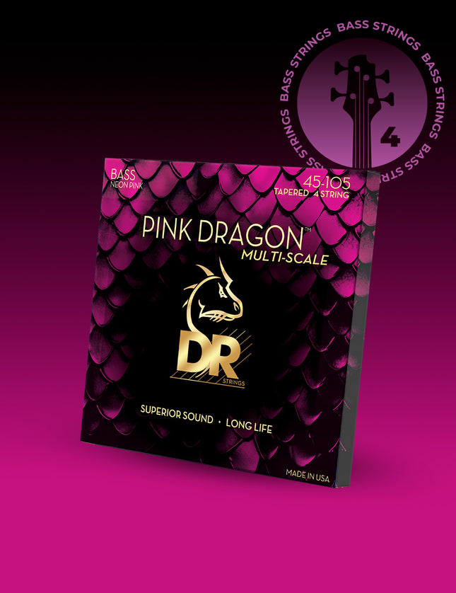 Pink Dragon™ Pink Coated Stainless Steel 4-String Bass Set