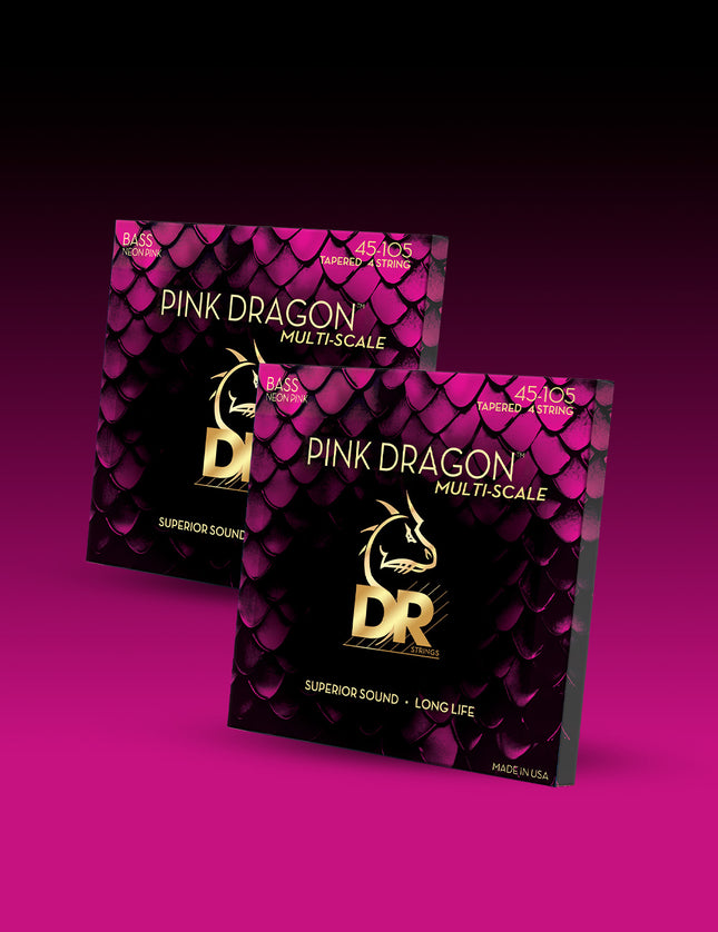 Pink Dragon™ Pink Coated Stainless Steel 4-String Bass Set