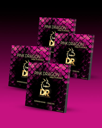 Pink Dragon™ Pink Coated Stainless Steel 4-String Bass Set