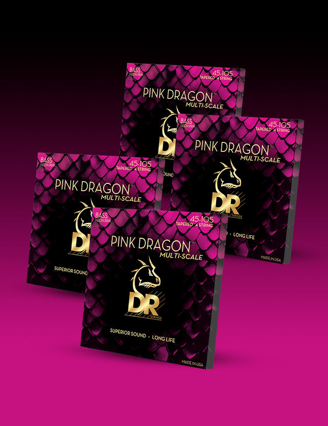 Pink Dragon™ Pink Coated Stainless Steel 4-String Bass Set