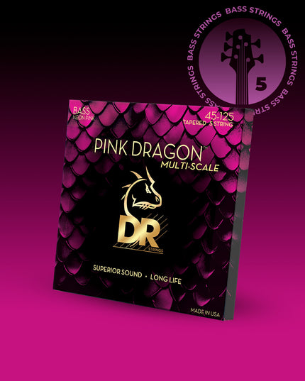 Pink Dragon™ Pink Coated Stainless Steel 5-String Bass Set