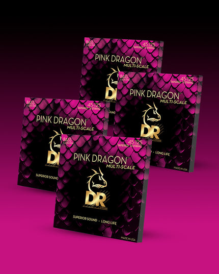 Pink Dragon™ Pink Coated Stainless Steel 5-String Bass Set