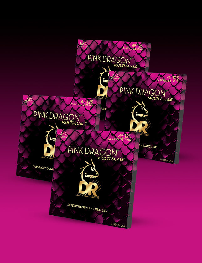 Pink Dragon™ Pink Coated Stainless Steel 5-String Bass Set
