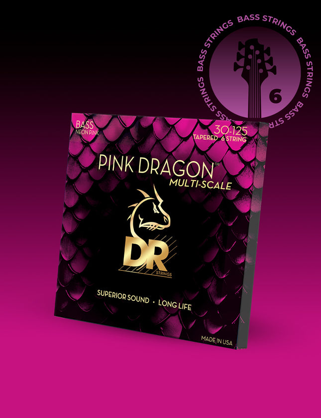 Pink Dragon™ Pink Coated Stainless Steel 6-String Bass Set