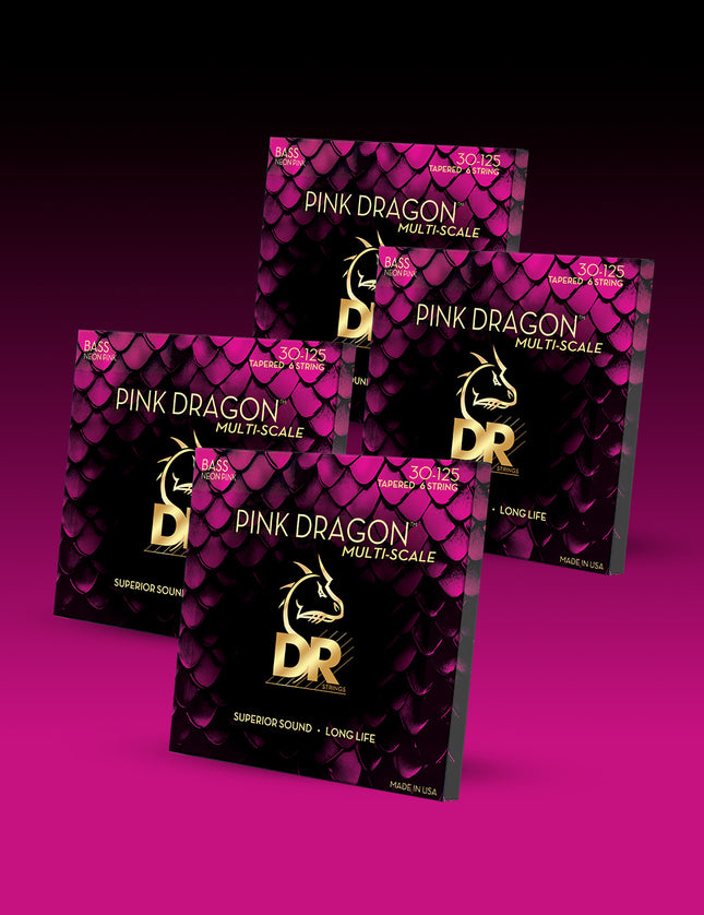 Pink Dragon™ Pink Coated Stainless Steel 6-String Bass Set